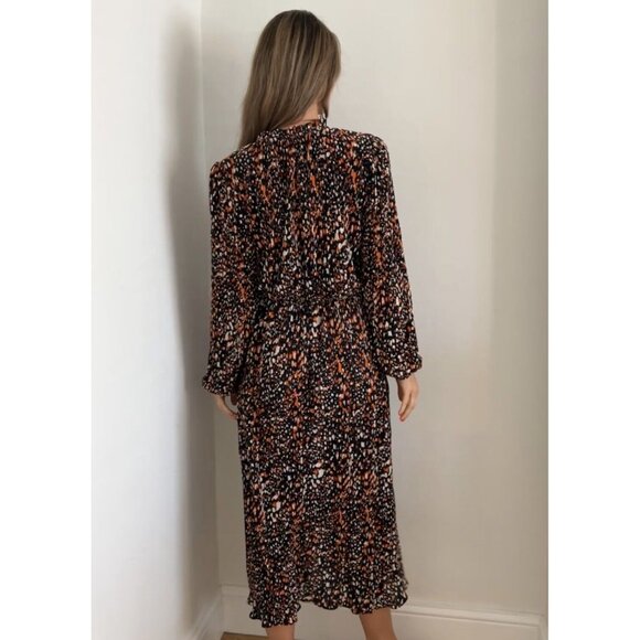 Brand New Monsoon Plisse Pleat Multi Coloured Abstract Print Long Dress UK 10- - Picture 2 of 2